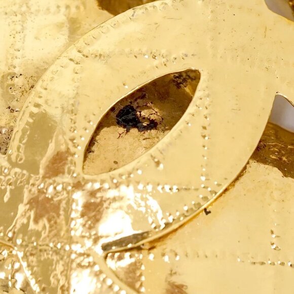 CHANEL Large CC Logo Quilted Chain Necklace 34" Gold Tone 94P Auth w/Box #2439 - Picture 7 of 9